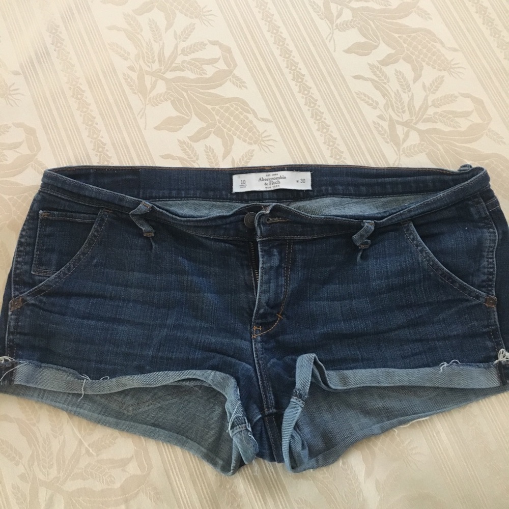 Dark wash denim shorts